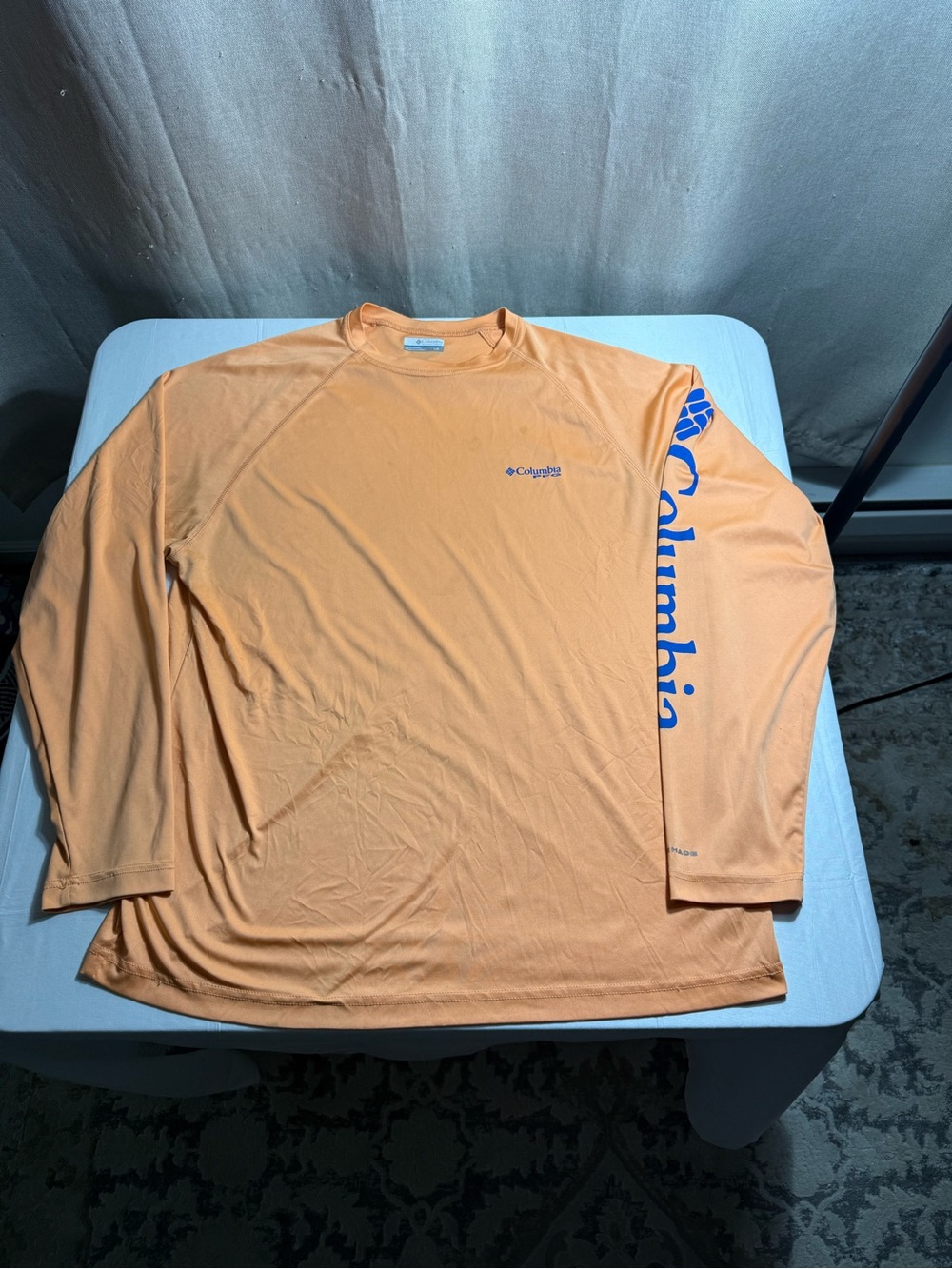 Columbia PFG Performance Fishing Gear Long Sleeve Shirt Orange Large Omni Shade